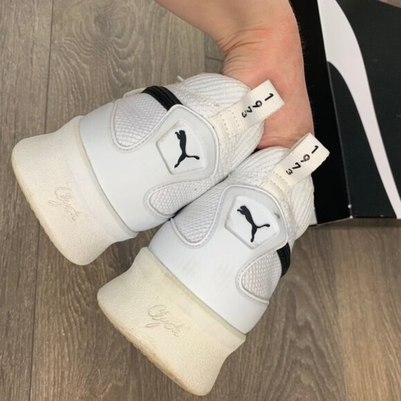 Puma Clyde Court GW Jr Running Shoes Knit Sneakers White Black Size 6.5 - Picture 10 of 14